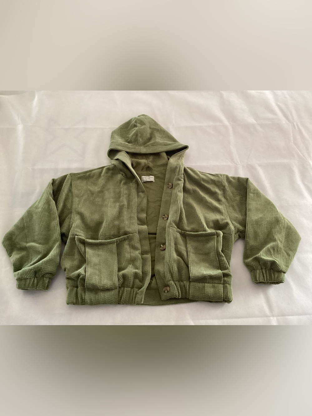 Urban Outfitters Olive Corduroy Hooded crop top Jacket  XS #cj